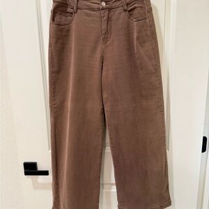 Entro Chocolate Brown Wide Leg Crop Jeans